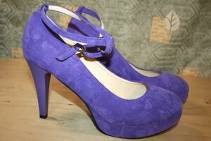 Fereshte Purple Suede Ankle Strap Pumps 47 / 13